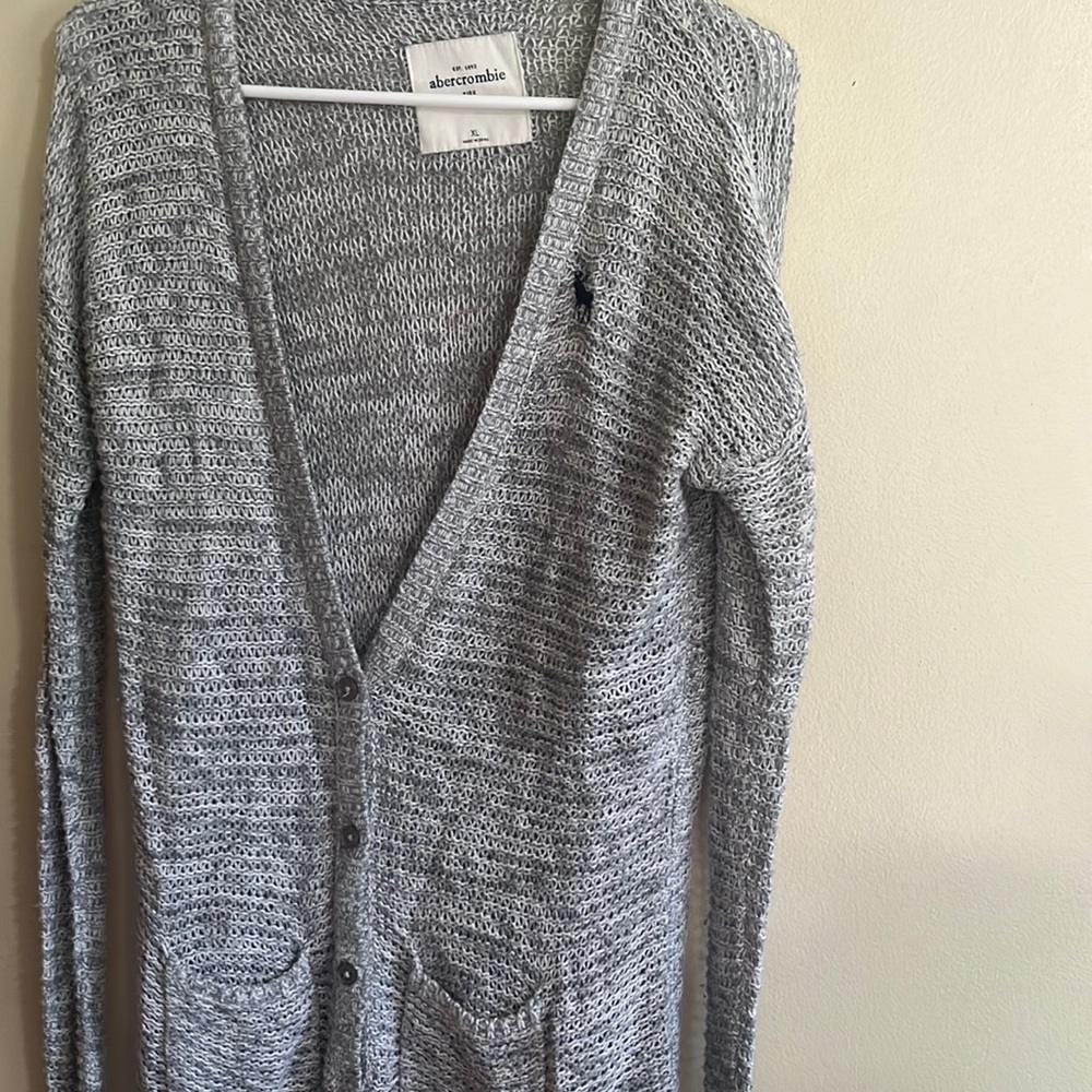 Abercrombie kids Cardigan girls XL gray with pockets